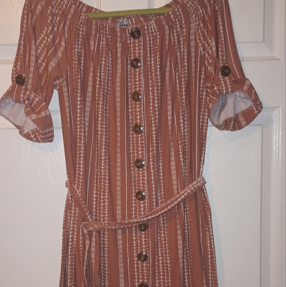 J for justify off the shoulder striped tunic mini dress